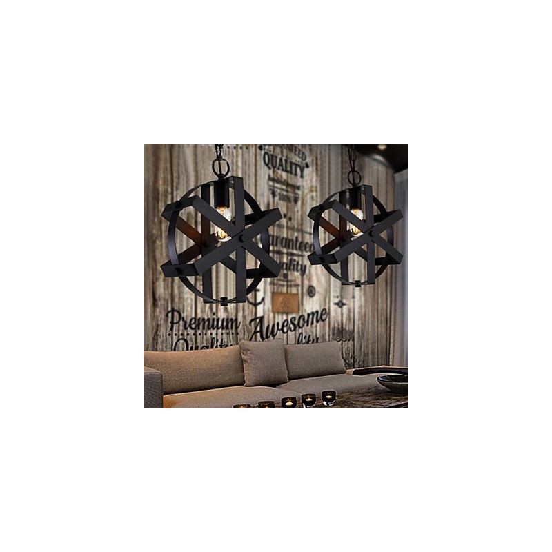Lámpara colgante redonda industrial de estilo vintage para loft, decoración del hogar, lámpara de araña