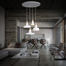 Lámpara colgante creativa de 4 luces con pantalla de hierro