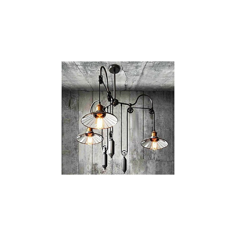 Lámpara de araña de metal con pintura estilo mini campestre vintage