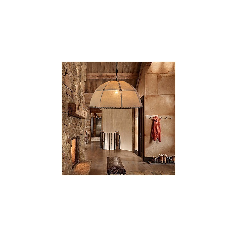Lámpara colgante estilo loft industrial de 35 cm, estilo rústico americano, de lino, estilo creativo