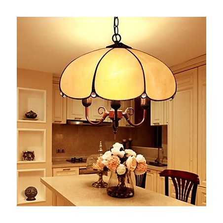 Lámpara de araña de vitrales de estilo rural europeo que restaura las antiguas costumbres.