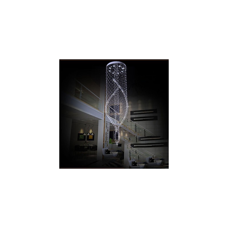 Lámpara colgante de cristal K9 transparente con dosel plateado.