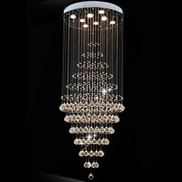 Lámpara colgante de techo de cristal moderna con 8 bombillas de 180 cm de alto.