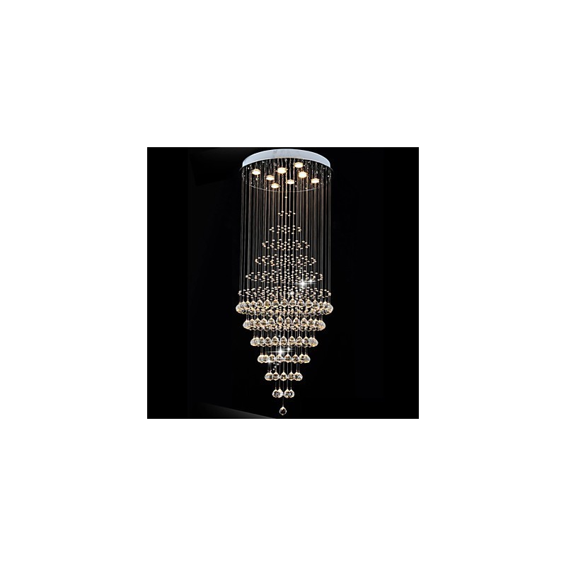 Lámpara colgante de techo de cristal moderna con 8 bombillas de 180 cm de alto.