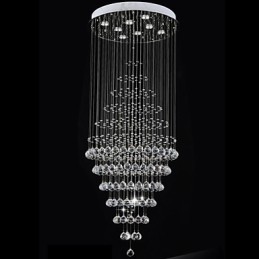 Lámpara colgante de techo de cristal moderna con 8 bombillas de 180 cm de alto.