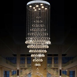 Lámpara colgante de techo de cristal moderna con 8 bombillas de 180 cm de alto.