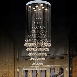 Lámpara colgante de techo de cristal moderna con 8 bombillas de 180 cm de alto.