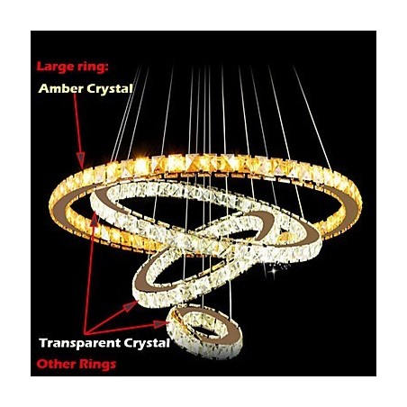 Lámparas colgantes Lámpara de techo Lámpara de araña Iluminación Redonda 4 anillos Anillo grande Cristal ámbar y otros cristales transparentes Lámparas colgantes Lámpara de techo Lámpara de araña Iluminación Redonda 4 anillos Anillo grande Cristal ámbar y otros cristales transparentes