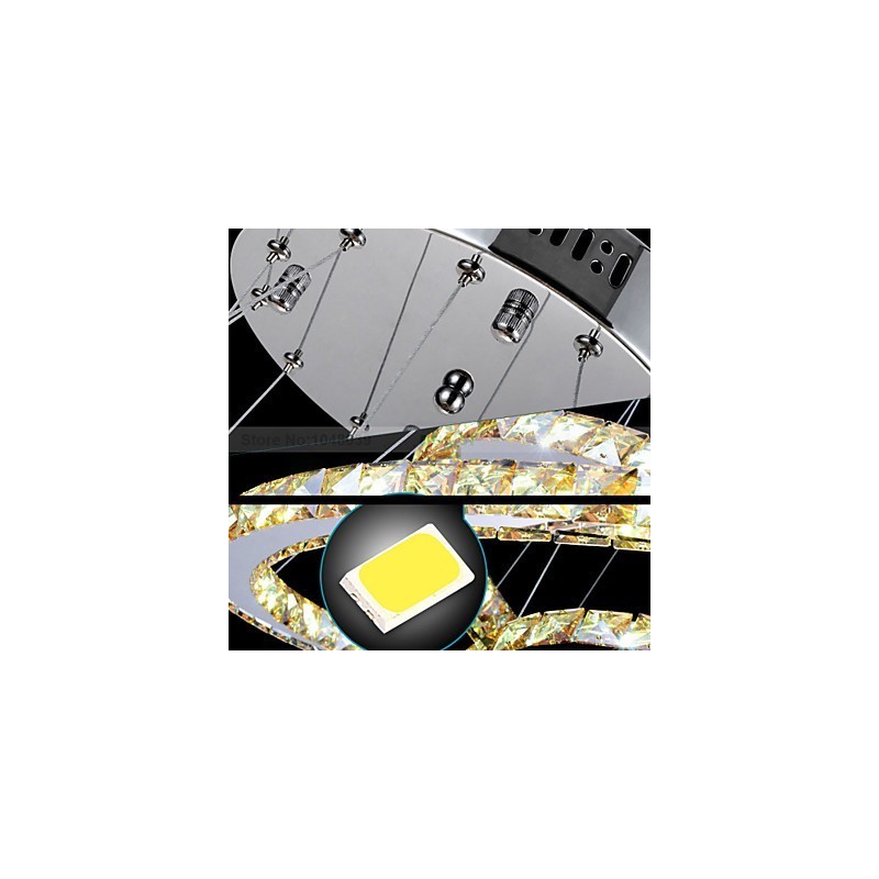 Lámparas colgantes Lámpara de techo Lámpara de araña Iluminación Redonda 4 anillos Anillo grande Cristal ámbar y otros cristales transparentes