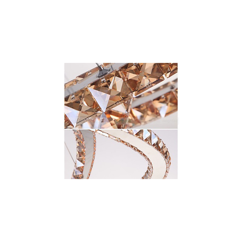 Lámparas colgantes Lámpara de techo Lámpara de araña Iluminación Redonda 4 anillos Anillo grande Cristal ámbar y otros cristales transparentes
