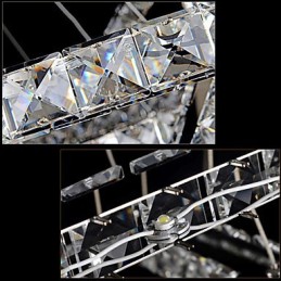 Lámparas colgantes Lámpara de techo Lámpara de araña Iluminación Redonda 4 anillos Anillo grande Cristal ámbar y otros cristales transparentes