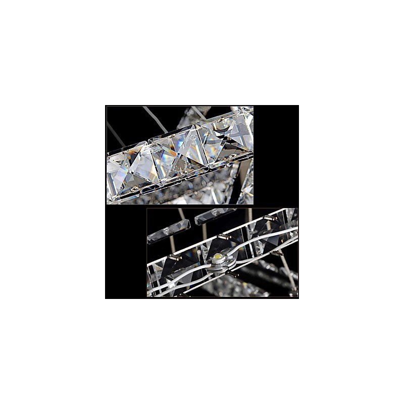 Lámparas colgantes Lámpara de techo Lámpara de araña Iluminación Redonda 4 anillos Anillo grande Cristal ámbar y otros cristales transparentes
