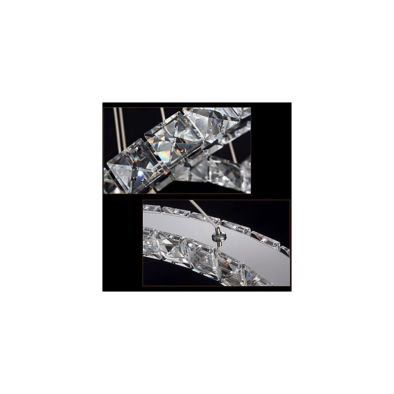Lámparas colgantes Lámpara de techo Lámpara de araña Iluminación Redonda 4 anillos Anillo grande Cristal ámbar y otros cristales transparentes
