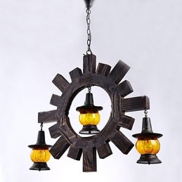 Lámpara de araña de madera antigua, lámpara de salón estilo country americano
