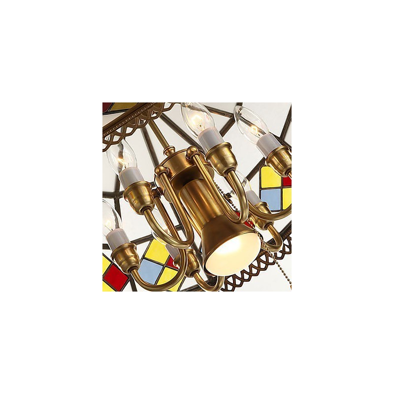 Lámparas colgantes de cristal estilo mini, tradicionales, clásicas, de metal.