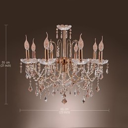 Elegante lámpara de araña de cristal con 9 luces