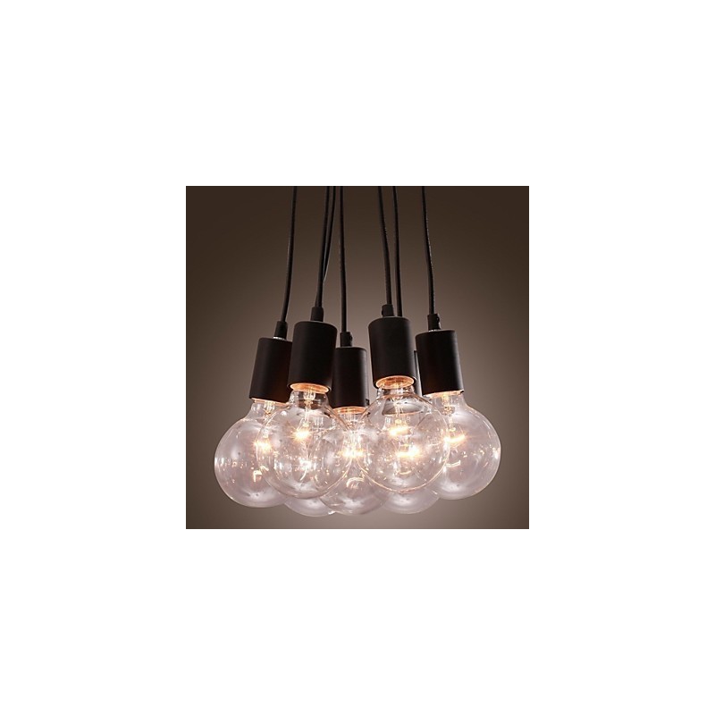 Lámpara colgante moderna con bombilla Edison de 7 cabezas y bola de cristal para loft