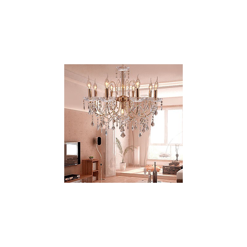 Elegante lámpara de araña de cristal con 9 luces