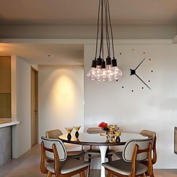 Lámpara colgante moderna con bombilla Edison de 7 cabezas y bola de cristal para loft