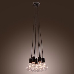 Lámpara colgante moderna con bombilla Edison de 7 cabezas y bola de cristal para loft