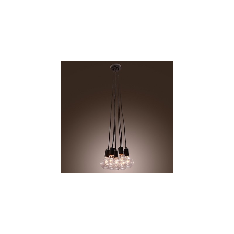 Lámpara colgante moderna con bombilla Edison de 7 cabezas y bola de cristal para loft