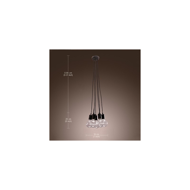 Lámpara colgante moderna con bombilla Edison de 7 cabezas y bola de cristal para loft
