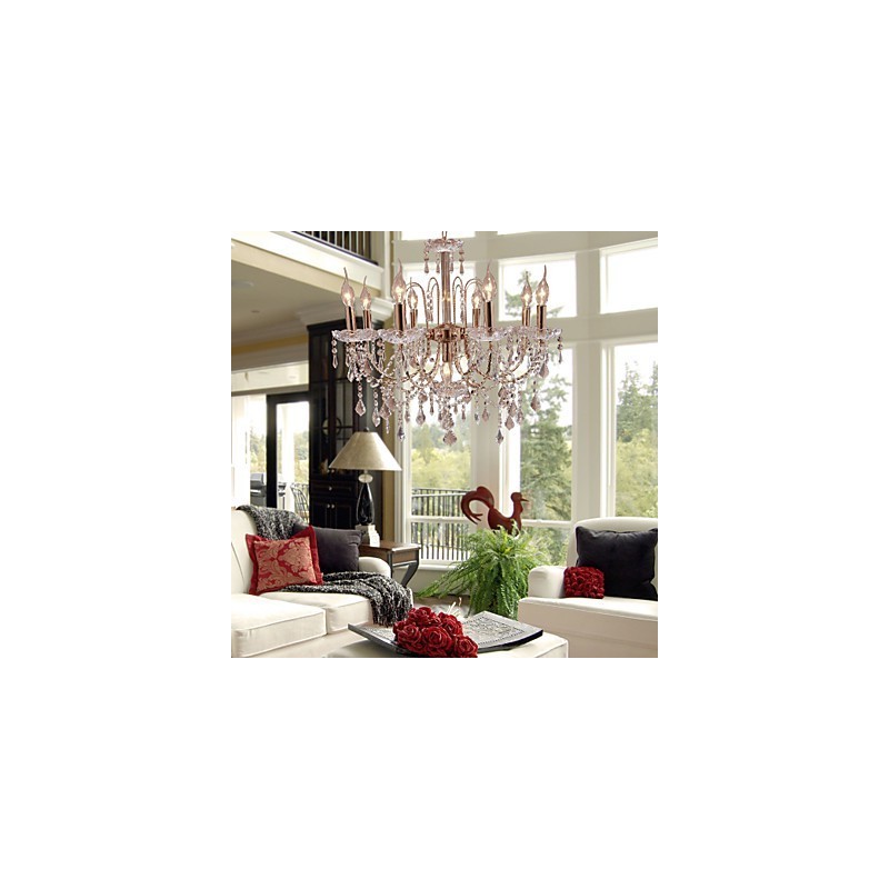 Elegante lámpara de araña de cristal con 9 luces