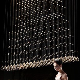 Lámpara colgante de cristal K9 con alambre colgante, iluminación de techo, lámpara de cafetería interior