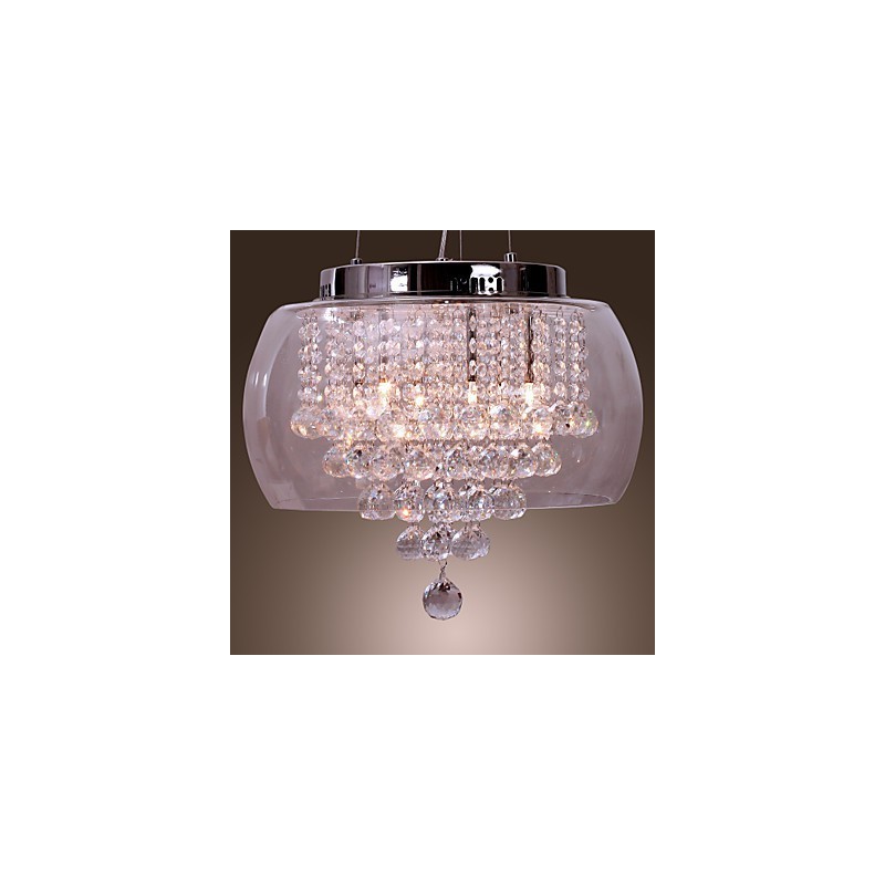 Lámpara colgante artística de cristal de 6 luces con pantalla de cristal
