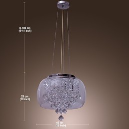 Lámpara colgante artística de cristal de 6 luces con pantalla de cristal