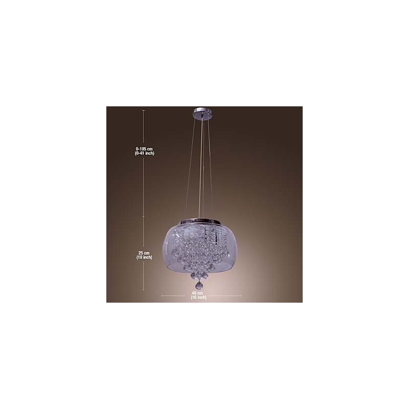 Lámpara colgante artística de cristal de 6 luces con pantalla de cristal