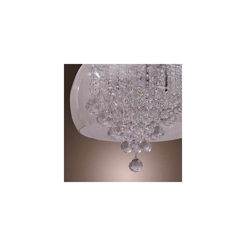 Lámpara colgante artística de cristal de 6 luces con pantalla de cristal