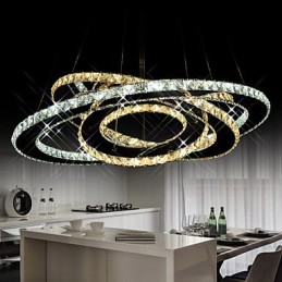 Lámparas de techo colgantes de cristal con 3 anillos en blanco cálido y frío