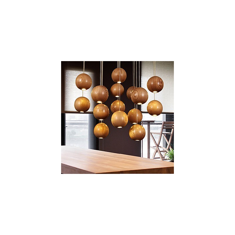 Lámparas colgantes estilo mini linterna madera bambú