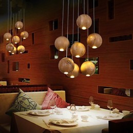 Lámparas colgantes estilo mini linterna madera bambú