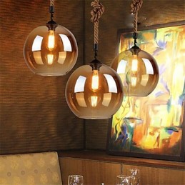 Lámpara colgante de cristal con iluminación retro de cuerda americana para loft