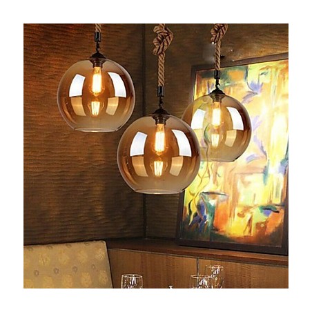 Lámpara colgante de cristal con iluminación retro de cuerda americana para loft Lámpara colgante de cristal con iluminación retro de cuerda americana para loft