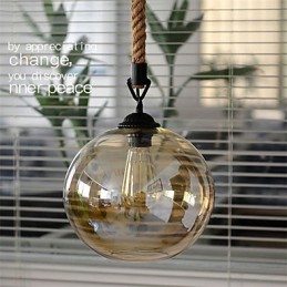 Lámpara colgante de cristal con iluminación retro de cuerda americana para loft