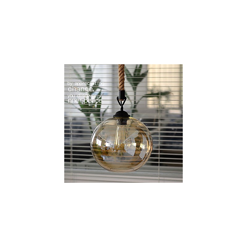Lámpara colgante de cristal con iluminación retro de cuerda americana para loft