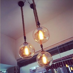 Lámpara colgante de cristal con iluminación retro de cuerda americana para loft