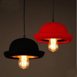 Lámpara colgante de sombrero con diseño de cafetería, color negro
