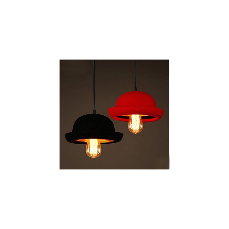 Lámpara colgante de sombrero con diseño de cafetería, color negro