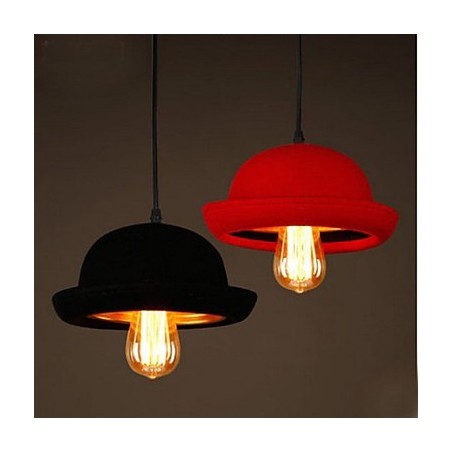 Lámpara colgante de sombrero con diseño de cafetería, color negro Lámpara colgante de sombrero con diseño de cafetería, color negro