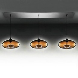 Lámpara colgante moderna de cristal de 3 luces con diseño de burbujas marrones