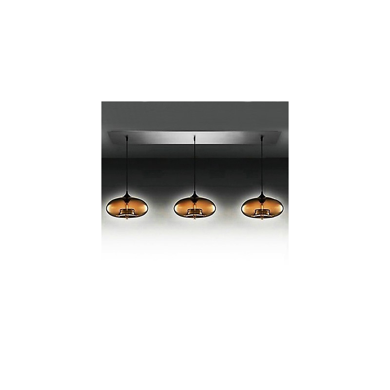 Lámpara colgante moderna de cristal de 3 luces con diseño de burbujas marrones