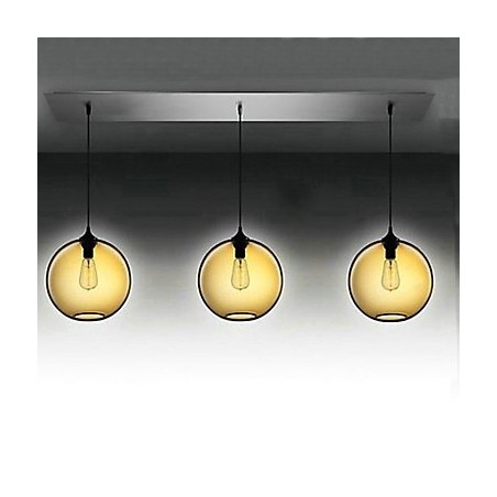 Lámpara colgante moderna de cristal de 3 luces con diseño de burbujas marrones transparentes Lámpara colgante moderna de cristal de 3 luces con diseño de burbujas marrones transparentes