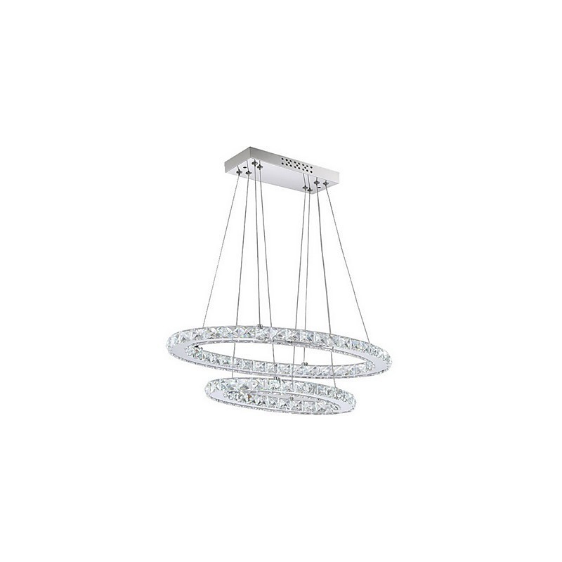 Lámpara colgante de cristal moderna con anillo doble ovalado para