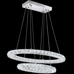 Lámpara colgante de cristal moderna con anillo doble ovalado para