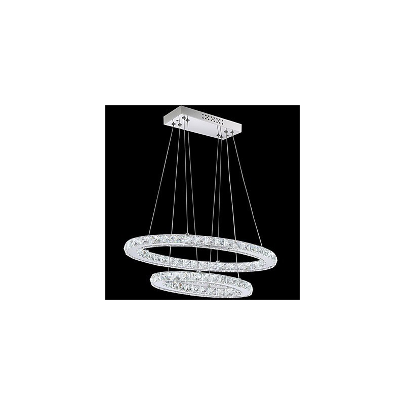Lámpara colgante de cristal moderna con anillo doble ovalado para