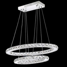 Lámpara colgante de cristal moderna con anillo doble ovalado para